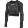 Hummel Hmlmt Saga Seamless Crop T-Shirt Ls - black/asphalt melange