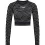 Hummel Hmlmt Saga Seamless Crop T-Shirt Ls - black/asphalt melange