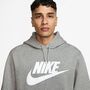 Nike M Nk Club Bb Po Gfx Hoodie - dk grey heather/lt smoke grey/white