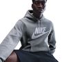 Nike M Nk Club Bb Po Gfx Hoodie - dk grey heather/lt smoke grey/white