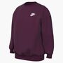 Nike G Nsw Club Flc Ovrszd Crew Lbr - bordeaux/white