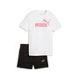 Puma ESS No.1 Logo Tee and Shorts Set G - PUMA White-Wild pink