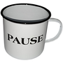 Becher aus Emaille Pause 0,7l antikwei� Kaffeebecher Teebecher Kakaobecher Tasse