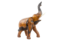 Elefant laufend, Holz-Elefant mit erhobenen R�ssel, Deko-Elefant