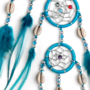 Traumf�nger - Dreamcatcher GUTER TRAUM mit Kaurischnecke, Muschel  11,5 cm & 4 x klein, t�rkis