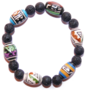 flexibles Armband aus Peru - mit vielen bunten Perlen und Lavasteinperlen 8 mm 