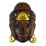 Buddha - Maske GOLD, handgearbeitete Holz-Maske aus Bali, Wandmaske