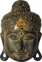 Buddha - Maske GOLD, handgearbeitete Holz-Maske aus Bali, Wandmaske