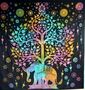 Tagesdecke, Betttuch mit Elefant und Baum des Lebens, ca. 190 cm x 140 cm 