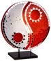 Deko-Leuchte YING YANG rot oder schwarz, rund, Natur-Material, 30 cm Durchmesser, Stimmungsleuchte