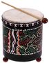 kleine Kindertrommel im Dot-PaintingDesign bemalt, mit kleinem Schlegel, H�he ca. 12 cm, Durchmesser ca. 10 cm 