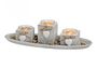 Windlicht Tablett aus Holz fr 3 Teelichter 