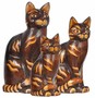 Katzen MICKI aus Albesia-Holz im 3er-Set 