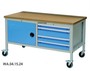 Mobile Werkbank, Fachboden T736 mit 4 Schubladen und Fl�gelt�re