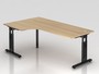 Schreibtisch h�henverstellbar | Winkelform, 200x120 cm, Eiche 