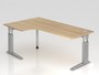 Schreibtisch h�henverstellbar | Winkelform, 200x120 cm, Eiche 