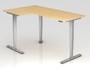 Schreibtisch h�henverstellbar | Winkelform, 200x120 cm, Ahorn 