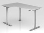 Schreibtisch hhenverstellbar | Winkelform, 200x120 cm, Grau 