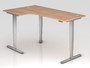 Schreibtisch h�henverstellbar | Winkelform, 200x120 cm, Nu�baum 