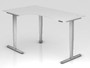 Schreibtisch h�henverstellbar | Winkelform, 200x120 cm, Wei� 