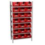 Fachbodenregal inkl. 21 Sichtlagerboxen H/B/T 1750x1060x535 mm, rot 