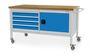 Mobile Werkbank mit Fachboden T736 mit 4 Schubladen und Fl�gelt�re 