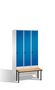 Spind | Umkleidespind mit Sitzbank, 3 Abteile, Abteilbreite 300 mm 
