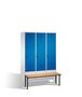 Spind | Umkleidespind mit Sitzbank, 3 Abteile, Abteilbreite 400 mm 