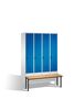 Spind | Umkleidespind mit Sitzbank, 4 Abteile, Abteilbreite 300 mm 