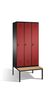 Spind | Umkleidespind mit Sitzbank, 3 Abteile, Abteilbreite 300 mm 