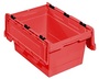 Transportbeh�lter mit Klappdeckel F400 Ship 323 HL 600x400x349 mm, rot 