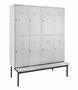 Garderobenschrank + Sitzbank, 4 Abteile, Abteilbreite 400 mm