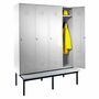 Garderobenschrank + Sitzbank, 4 Abteile, Breite 300 mm