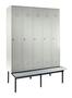 Garderobenschrank + Sitzbank, 5 Abteile, Breite 300 mm