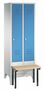 Garderobenschrank + Sitzbank, 2 Abteile, Abteilbreite 300 mm
