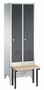 Garderobenschrank + Sitzbank, 2 Abteile, Abteilbreite 300 mm