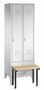 Garderobenschrank + Sitzbank, 2 Abteile, Abteilbreite 300 mm