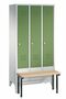 Garderobenschrank + Sitzbank, 3 Abteile, Abteilbreite 300 mm