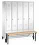 Garderobenschrank + Sitzbank, 5 Abteile, Abteilbreite 300 mm