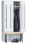 Garderobenschrank + Sitzbank, 3 Abteile, Abteilbreite 400 mm