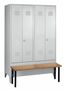 Garderobenschrank + Sitzbank, 2 Abteile, Abteilbreite 600 mm