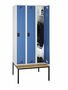 Garderobenschrank + Sitzbank, 3 Abteile, Abteilbreite 300 mm