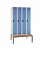 Garderobenschrank + Sitzbank, 4 Abteile, Abteilbreite 300 mm