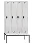 Garderobenschrank + Sitzbank, 4 Abteile, Abteilbreite 300 mm