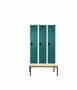 Garderobenschrank + Sitzbank, 3 Abteile, Abteilbreite 400 mm
