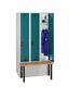 Garderobenschrank + Sitzbank, 4 Abteile, Abteilbreite 300 mm