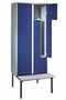 Z-Garderobenschrank mit Sitzbank, 4 Abteile, B. 200/400 mm