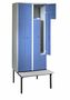 Z-Garderobenschrank mit Sitzbank, 4 Abteile, B. 200/400 mm