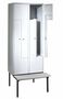 Z-Garderobenschrank mit Sitzbank, 4 Abteile, B. 200/400 mm