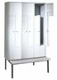 Z-Garderobenschrank mit Sitzbank, 6 Abteile, B. 200/400 mm